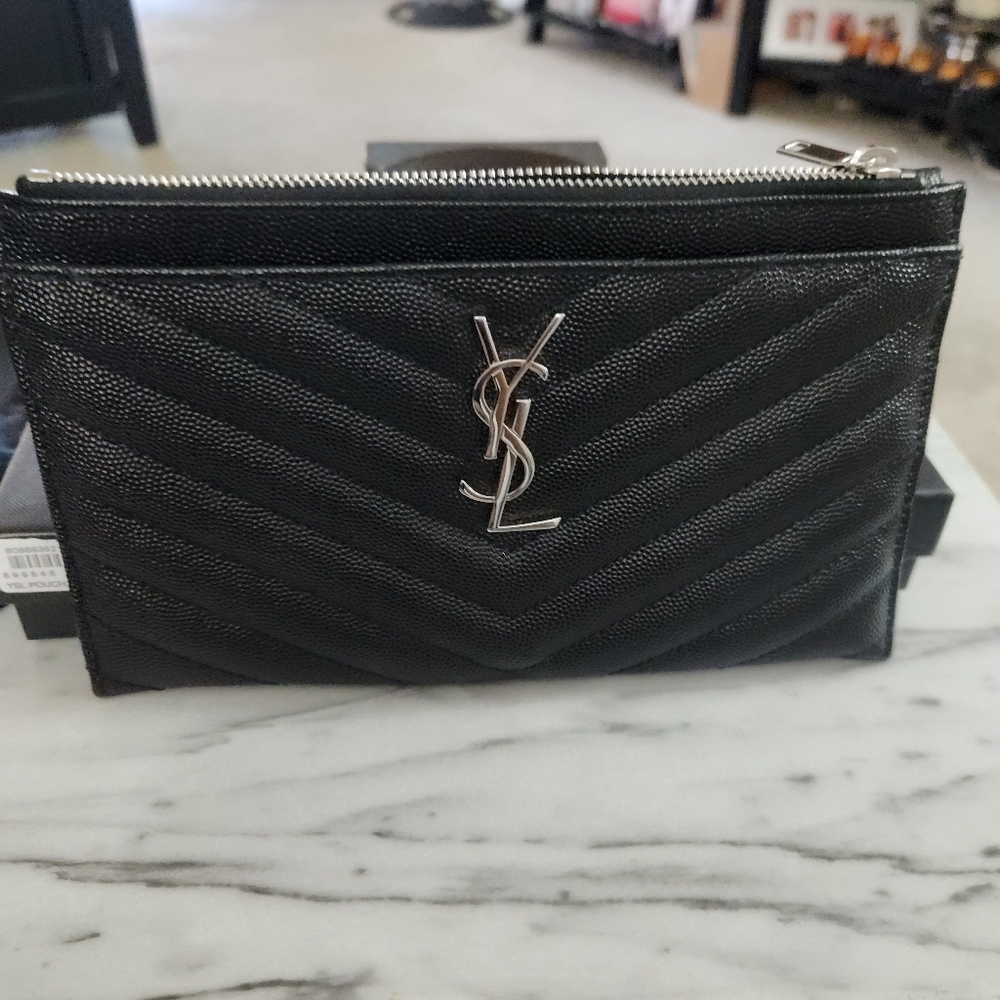 YSL Pouch Wallet Black